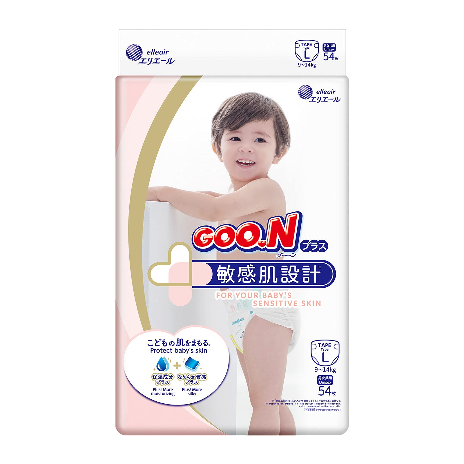 Amazon.com: GOO.N Plus+ Diapers L Size (up to 31 lb) Unisex 54